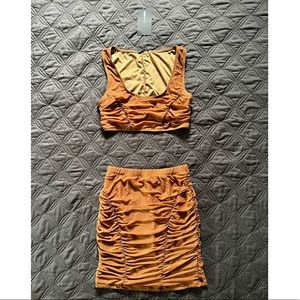 Medium Fashion Nova Chocolate Take My Time Skirt & Top Set